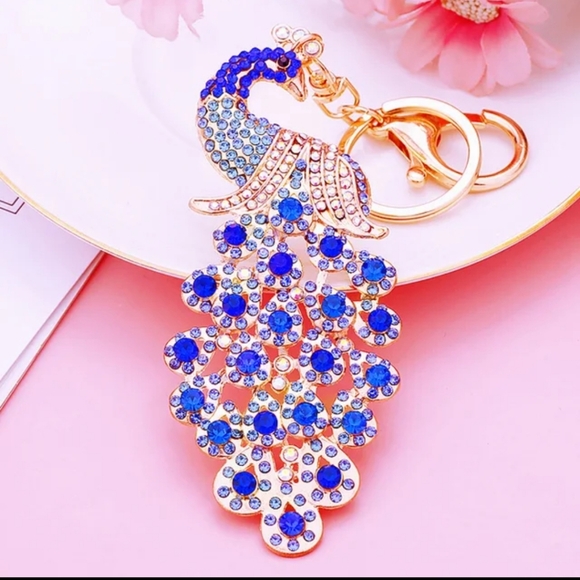 BRAND NEW! Rhinestone Peacock Keychain Purse Jewel Charm ~ Gift Exotic - Picture 6 of 11